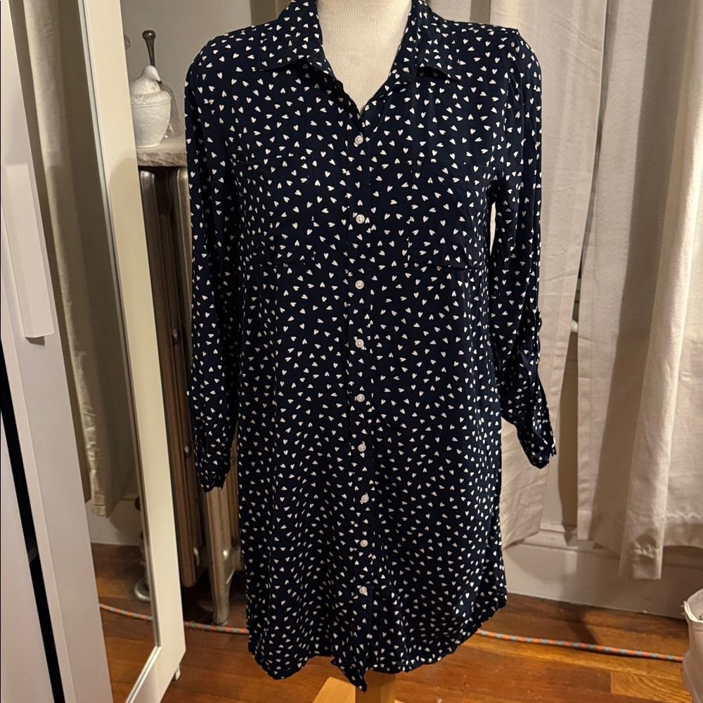GAP Dark Blue Heart Pattern Long Sleeve Dress